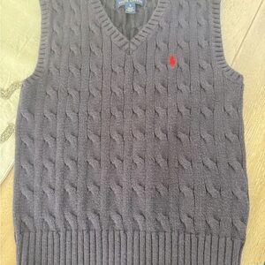 Polo by Ralph Lauren Boys Navy Blue Cable Knit Sweater Vest